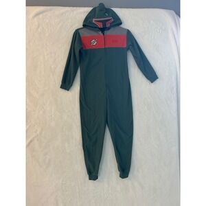 Gap Kids Star Wars Boba Fett Fleece Hooded One Piece Pajamas Green Size 8